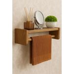 Anka Masif Raf %100 Masif Ahşap Raflı Havluluk (Minimal – Doğal Seri)