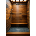 OAKSANCTUM SPA %100 Masif Ahşap Duş Duvar Kaplaması & Oturma Bankı