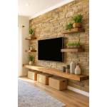 VALMORA %100 Masif Ahşap TV Duvar Raf Sistemi (Rustik Modern Seri)